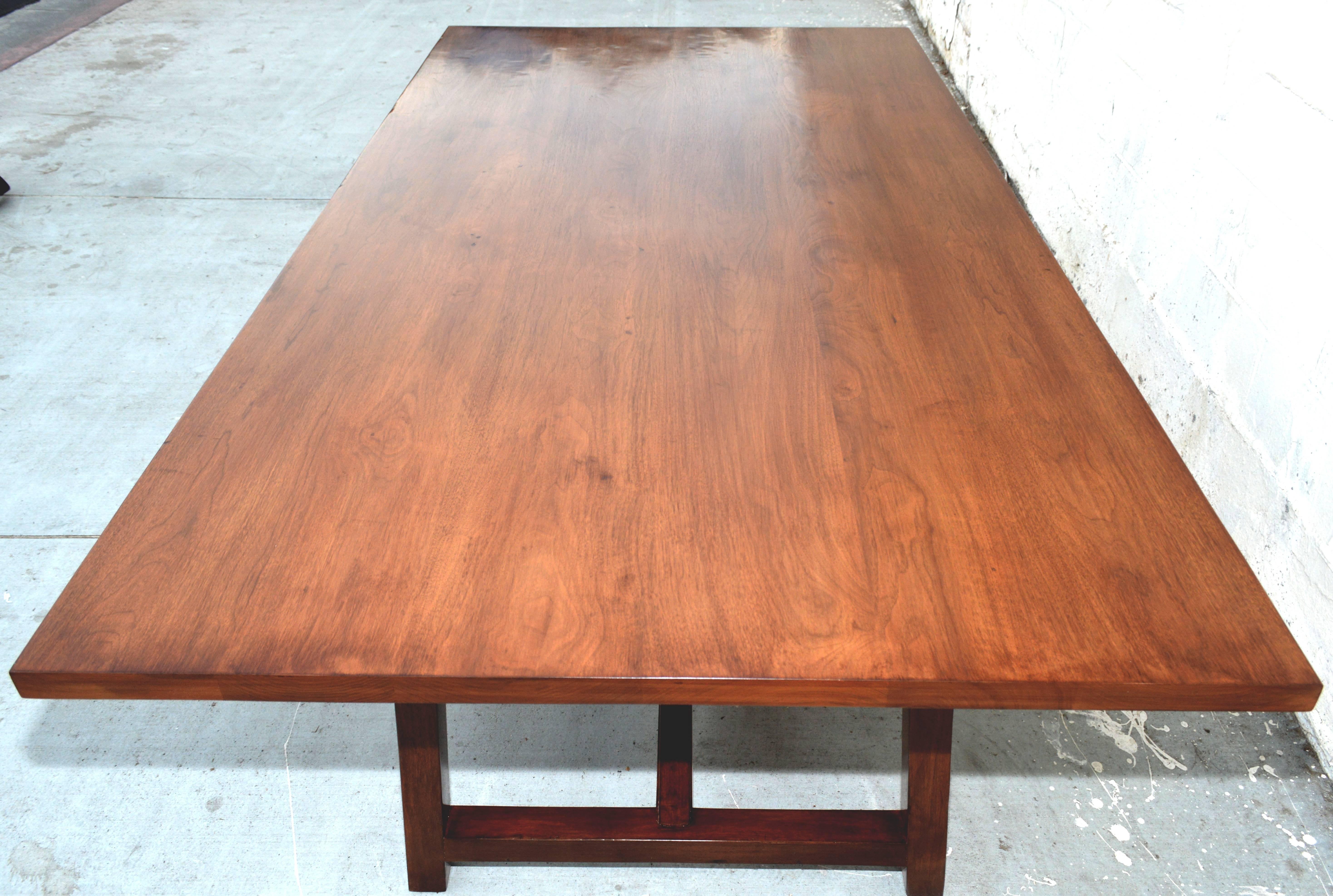 American Dining Table in Walnut with Extensions, Made to Order by Petersen Antiques For Sale