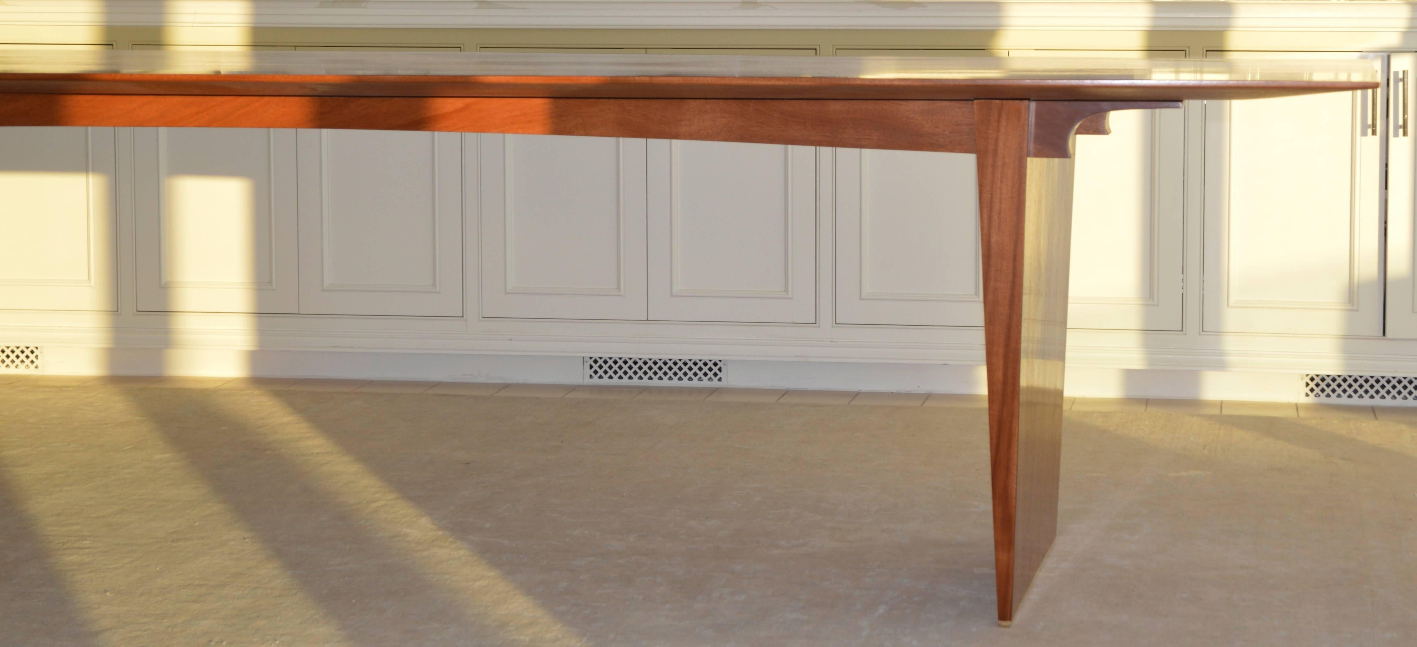 Contemporary Dining Table in Solid Bookmatched Mahogany, Custom Made by Petersen Antiques For Sale