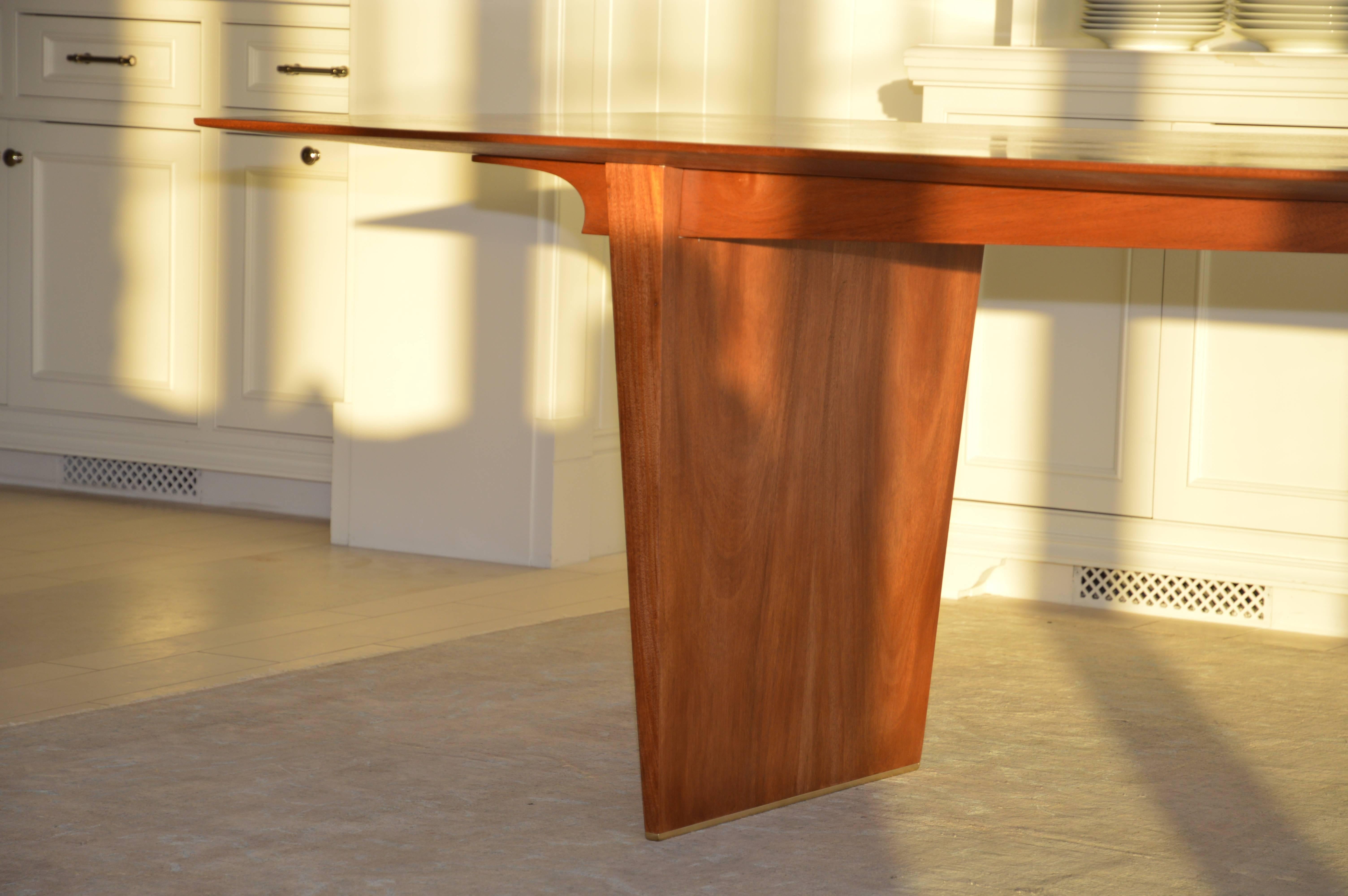 Dining Table in Solid Bookmatched Mahogany, Custom Made by Petersen Antiques For Sale 1