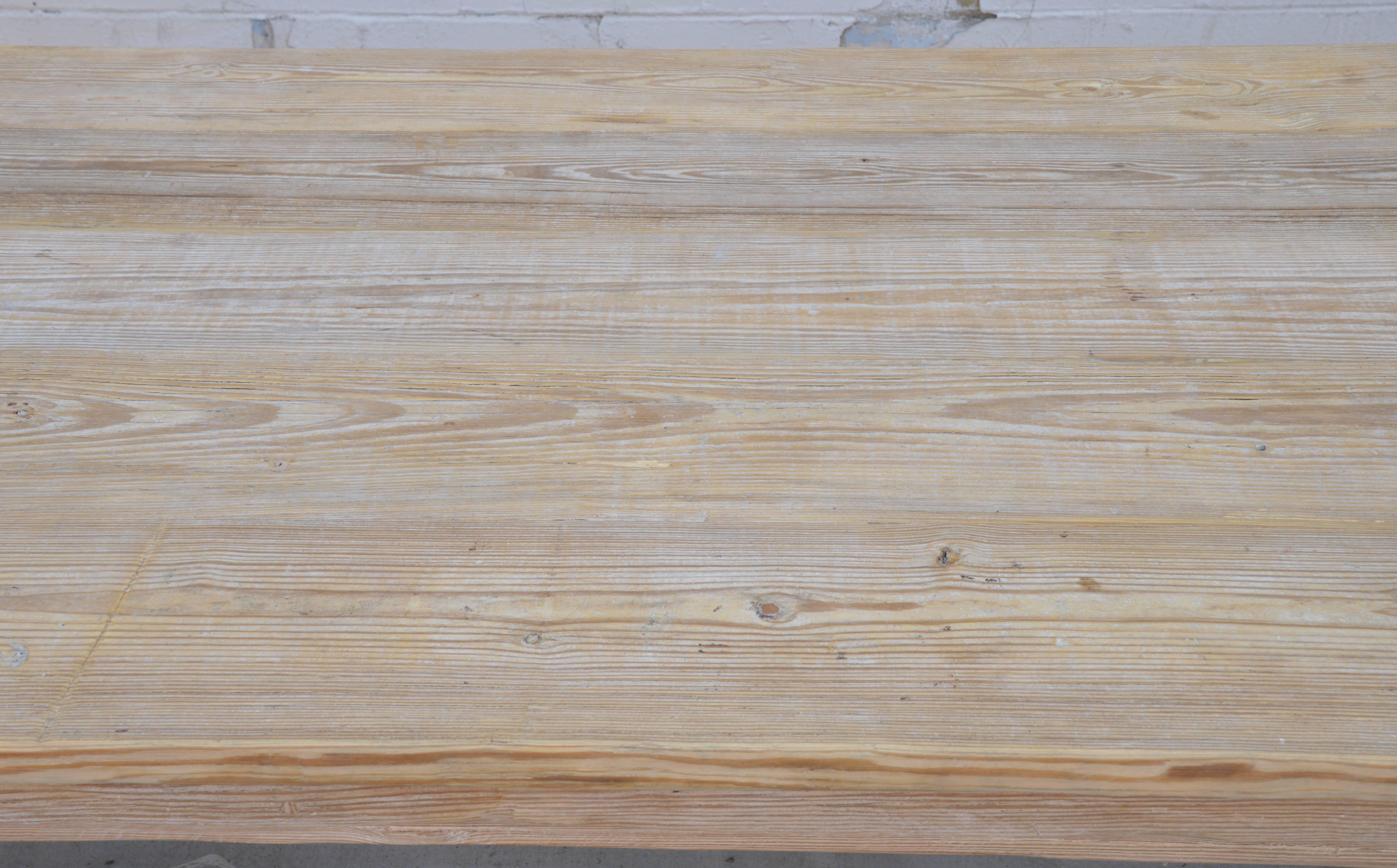 American Craftsman Custom Martha Farm Table in Heart Pine, Extra Long  For Sale