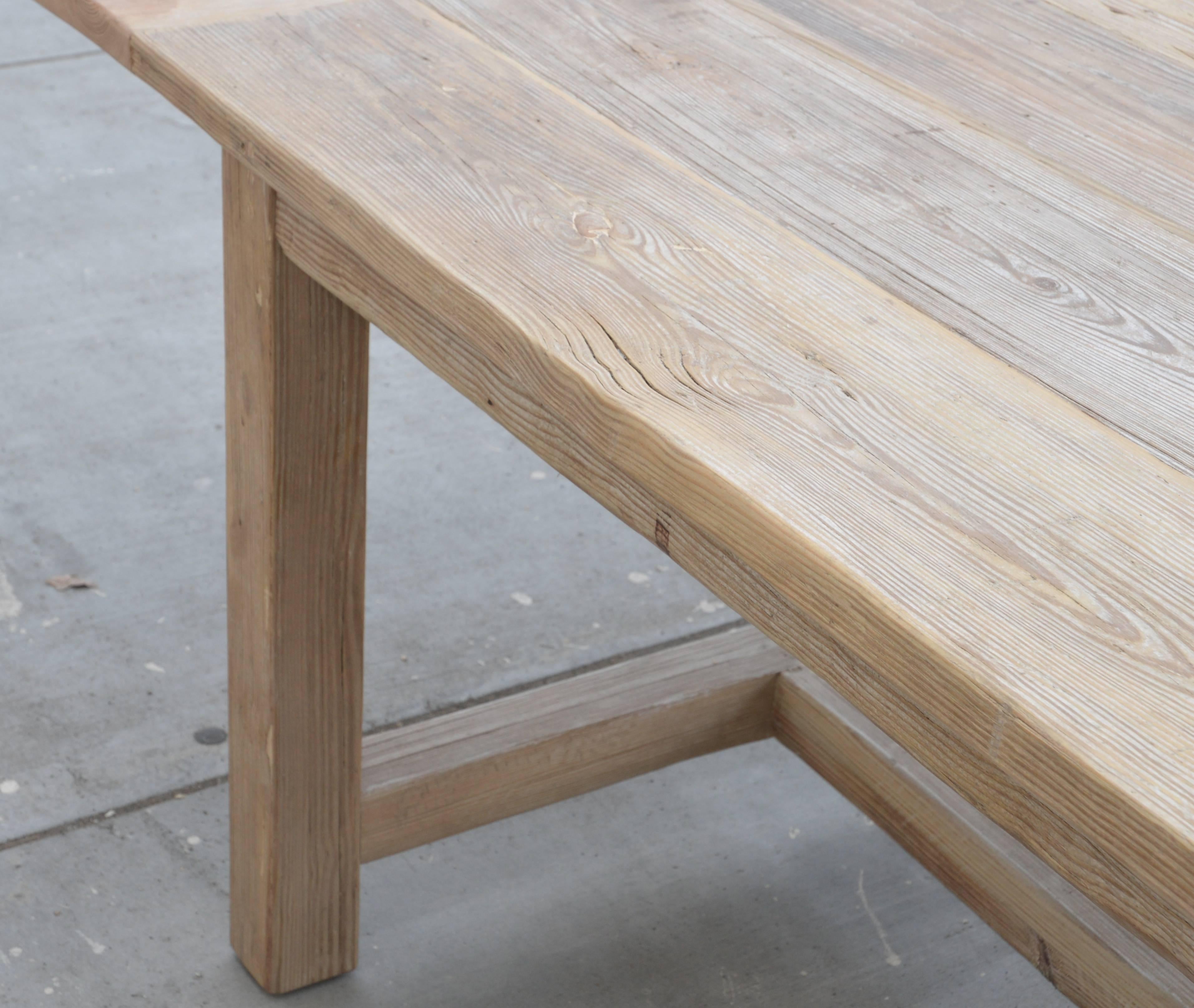 Custom Martha Farm Table in Heart Pine, Extra Long  In Excellent Condition For Sale In Los Angeles, CA