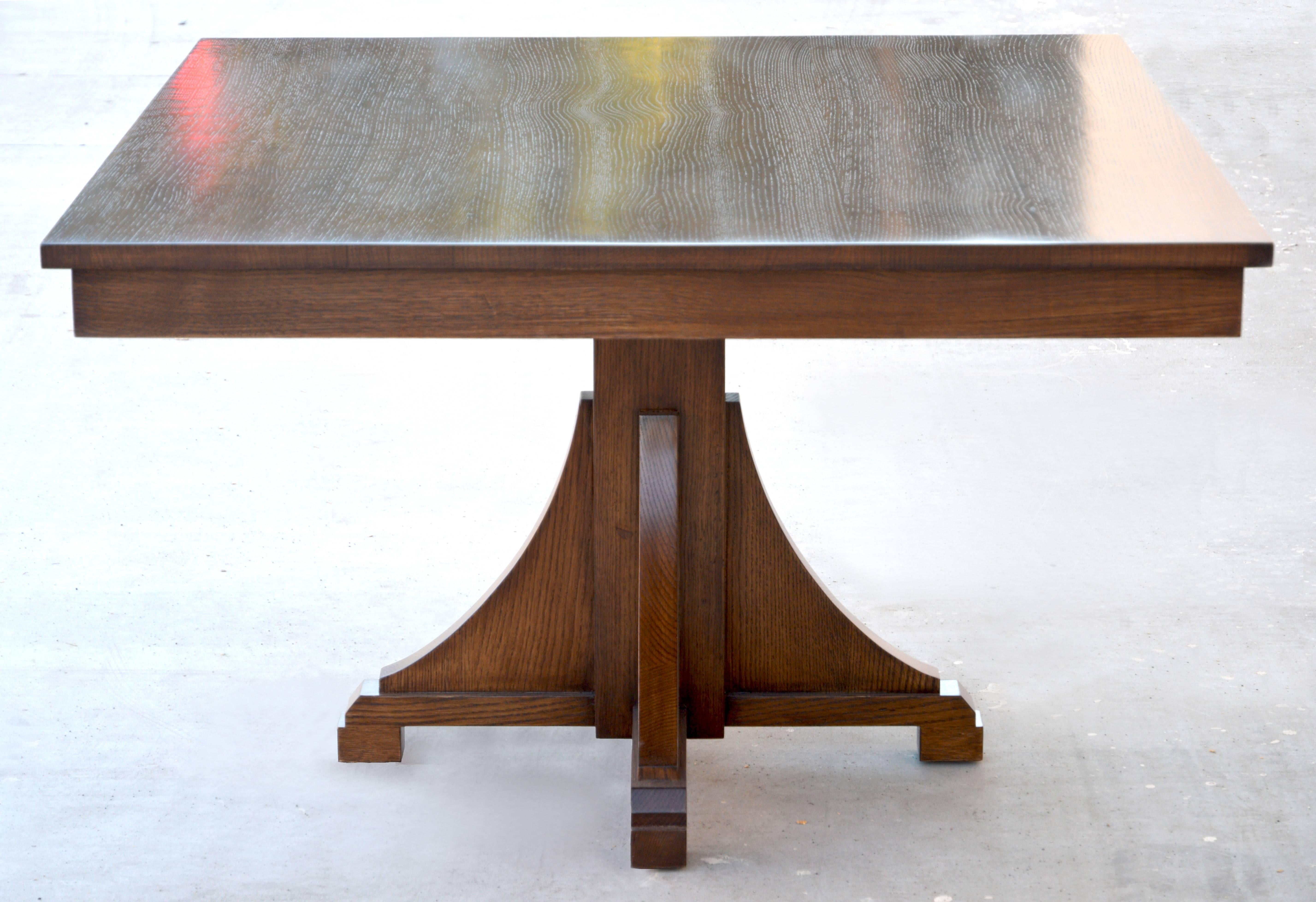 This classic American Craftsman design dining table / breakfast table is built to order. It is shown here in a 56