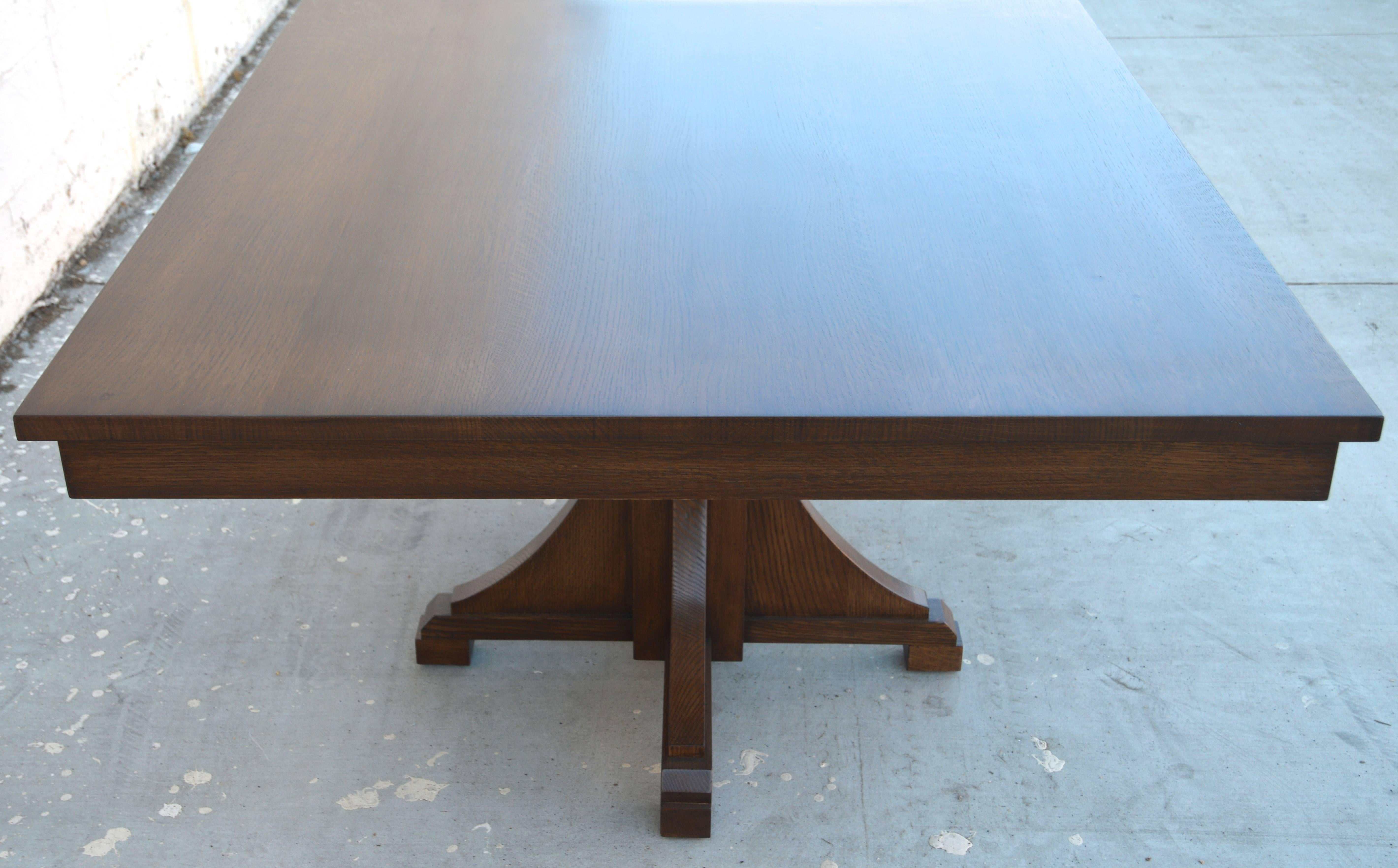 Contemporary Craftsman Style Dining Table, Built to Order by Petersen Antiques For Sale