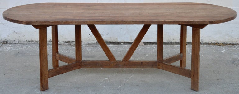 This farm table made from reclaimed pine is seen here in  96