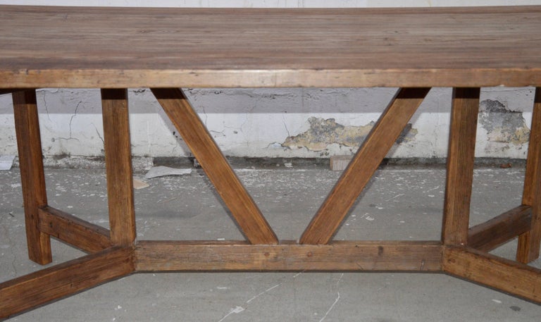 Farm Table in Vintage Fir, Custom Made by Petersen Antiques In Excellent Condition For Sale In Los Angeles, CA