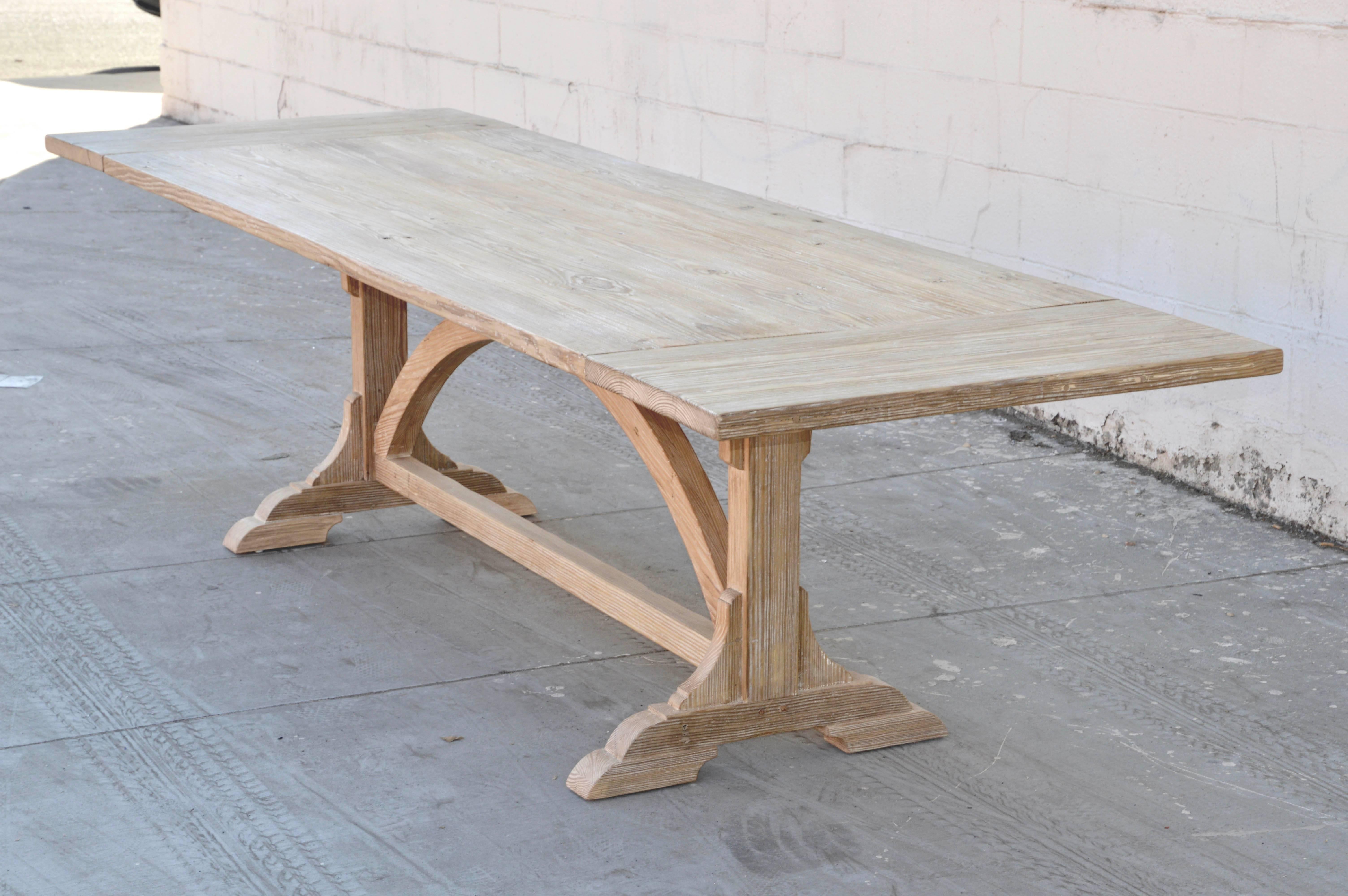 Expandable Farm Table in Vintage Heart Pine, Made to Order by Petersen Antiques For Sale 1