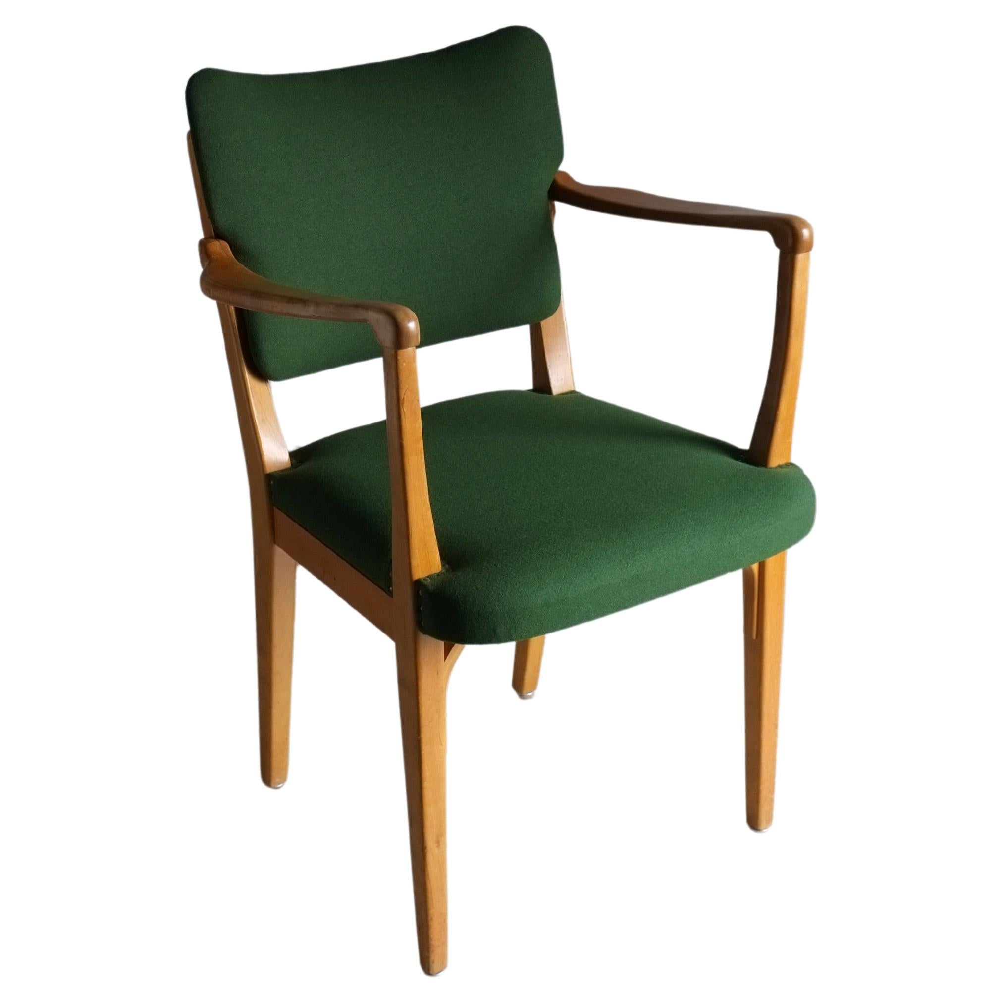 Green Beechwood Armchair, Nordiska Kompaniet, Sweden 1940s For Sale