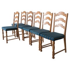 6 Ladder Back Chairs by Henning Kjaernulf, Denmark, 1950s