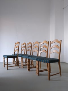 6 Ladder Back Chairs by Henning Kjaernulf, Denmark, 1950s