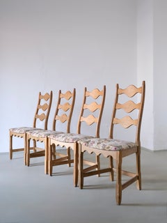 4 Ladder Back Dining Chairs by Henning Kjaernulf, Denmark, 1950s