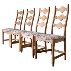 4 Ladder Back Dining Chairs by Henning Kjaernulf, Denmark, 1950s