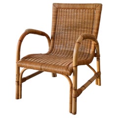 Arco Bamboo and Rattan Lounge Chair  Germany  1960s