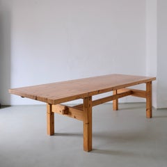 Minimalist Solid Pine Extendable Dining Table, 1970s