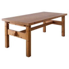 Minimalist Solid Pine Extendable Dining Table, 1970s