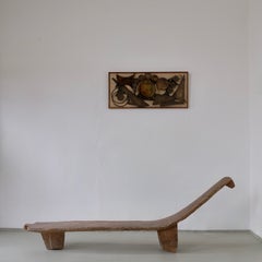 Primitive African Carved Wood Low Sculptural Bench  1960s