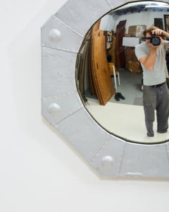 Vintage Silver Toleware Convex Mirror, British, 1950s, Original Plate