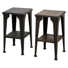 Pair of Antique British Cast Iron Machinist Tables, C1900