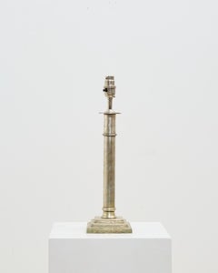 Vintage Nickel Plated Chrome Column Lamp, British Design, 1950s, 53cm