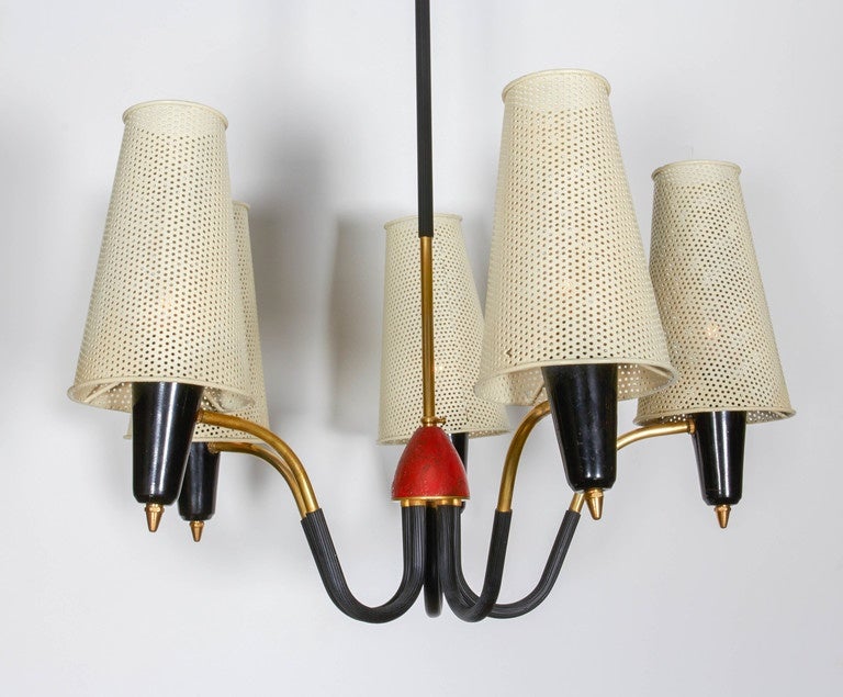 French Mid-Century Five-Arm Chandelier For Sale 1