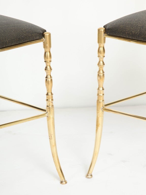 Mid-20th Century Pair of Italian Brass Chiavari Chairs