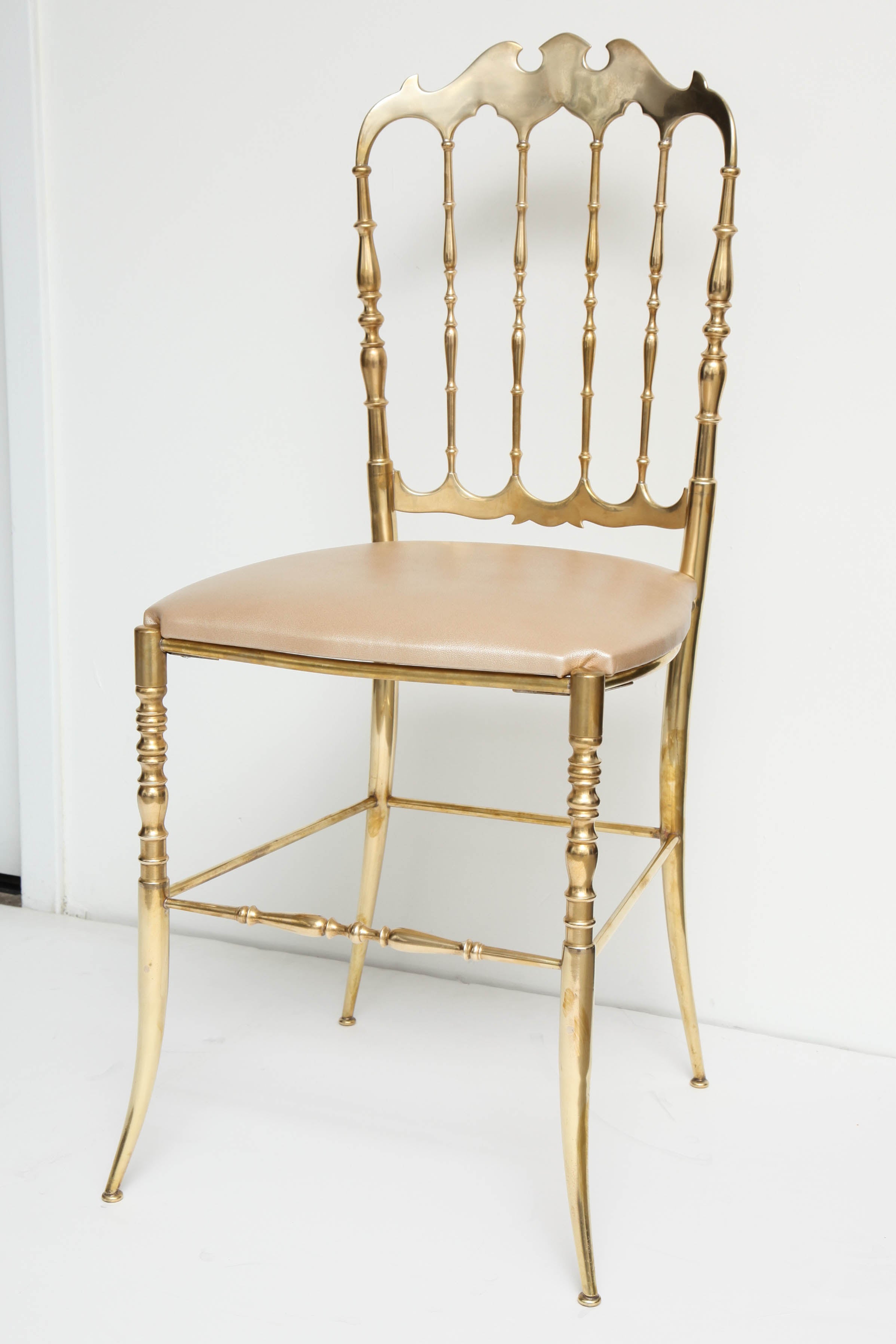Brass Chiavari Chair with Gold Leather Seat