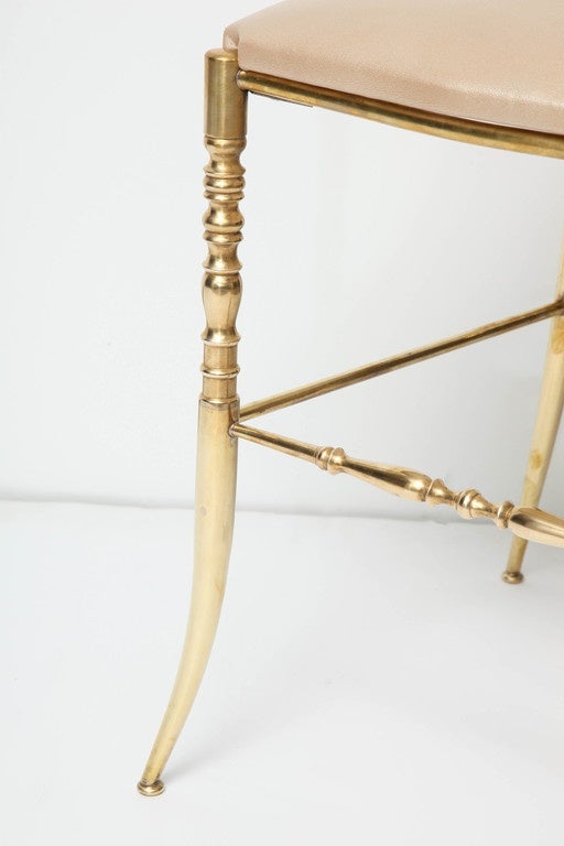 Italian Brass Chiavari Chair with Gold Leather Seat