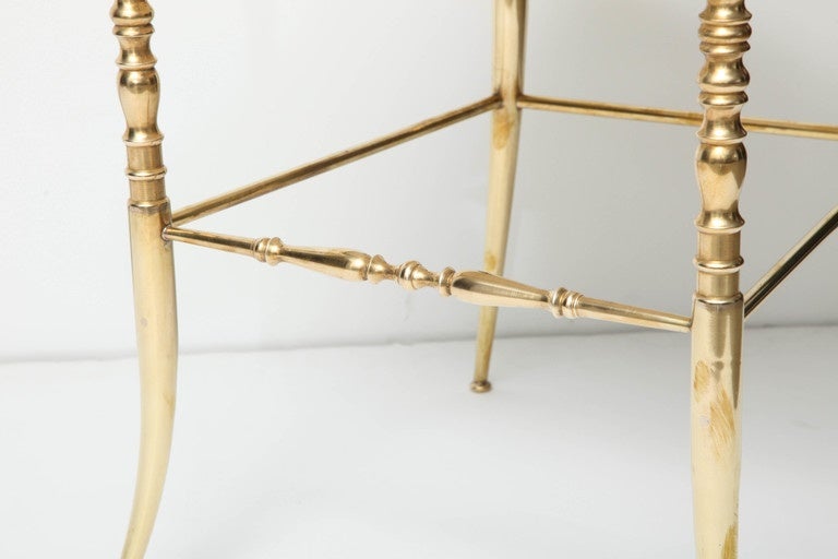 Polished Brass Chiavari Chair with Gold Leather Seat