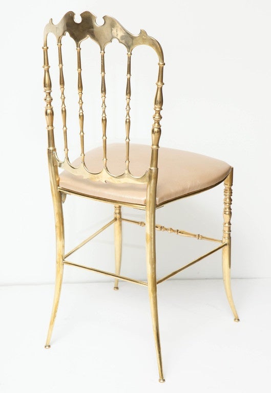 Brass Chiavari Chair with Gold Leather Seat 1