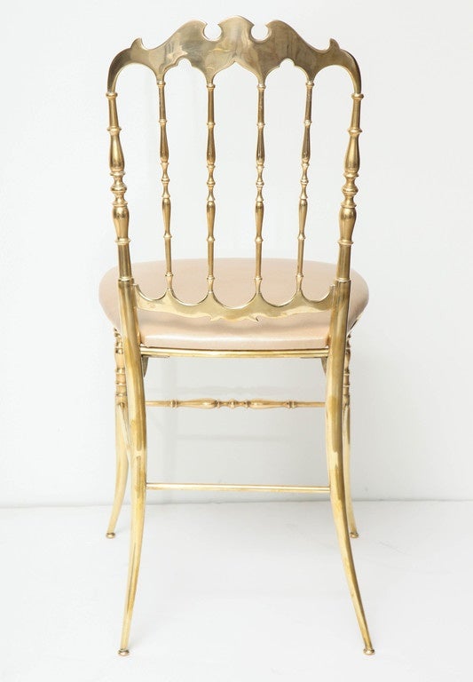 Brass Chiavari Chair with Gold Leather Seat 2
