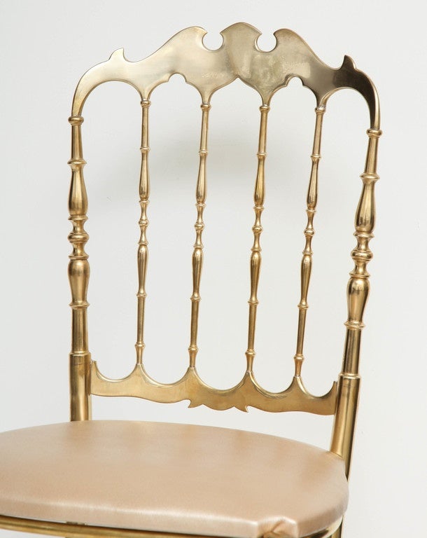 Brass Chiavari Chair with Gold Leather Seat 4