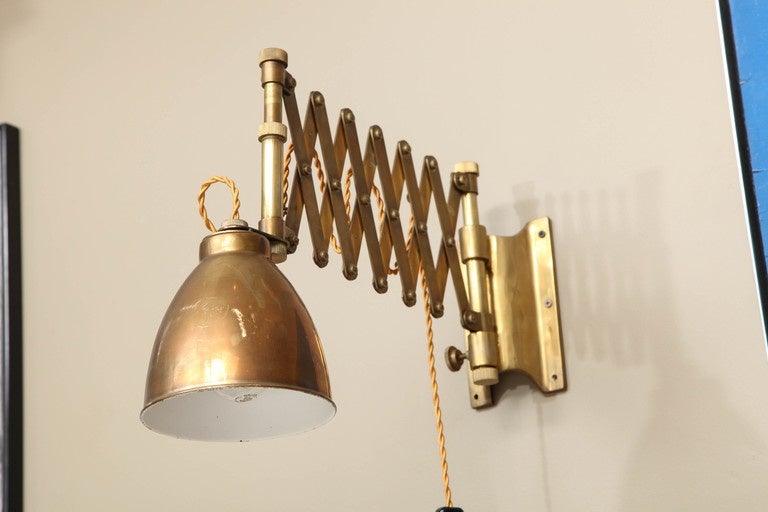 Mid-20th Century Pair of French Brass Scissor Sconces