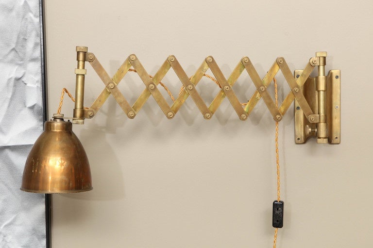 Pair of French Brass Scissor Sconces 4