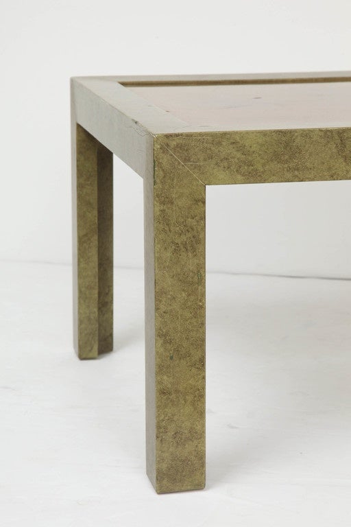 Faux Goatskin and Brass Coffee Table 1