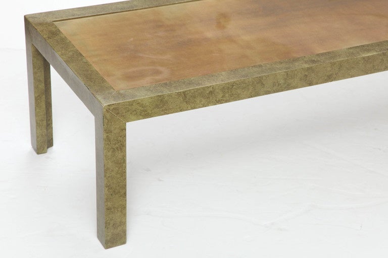 Faux Goatskin and Brass Coffee Table 2