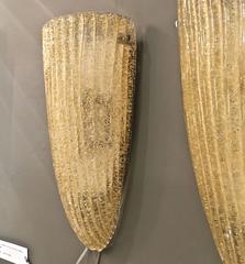 Pair of Barovier Gold-Flecked Murano Sconces
