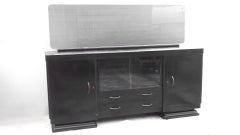 Borsani Osvaldo attributed Pair Art Deco Black Lacquered Sideboards, Bar (1930s)