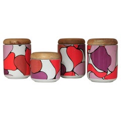 Pop Art Kitchen Canisters Franco Pozzi, Italy 60s set of 4, Pucci attributed