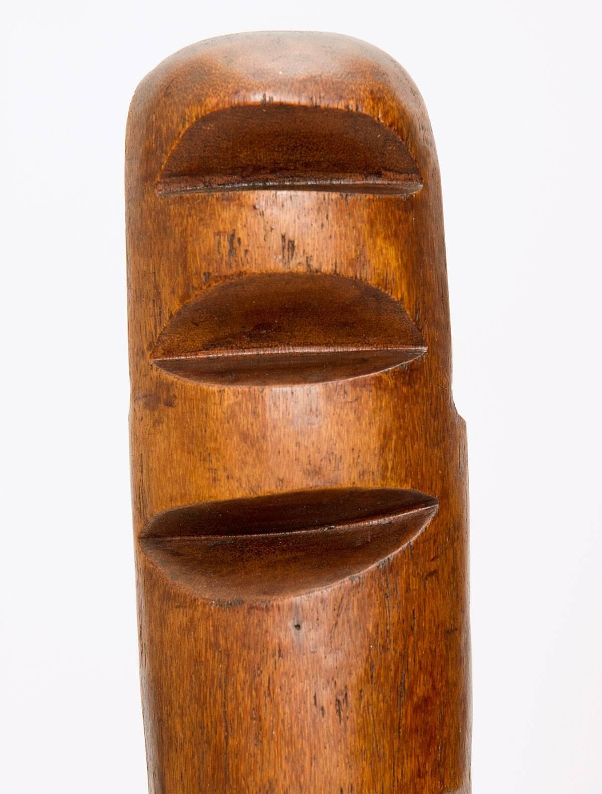 Modernist TOTEM Carved Wood and Marble Sculpture In Excellent Condition In Brooklyn, NY
