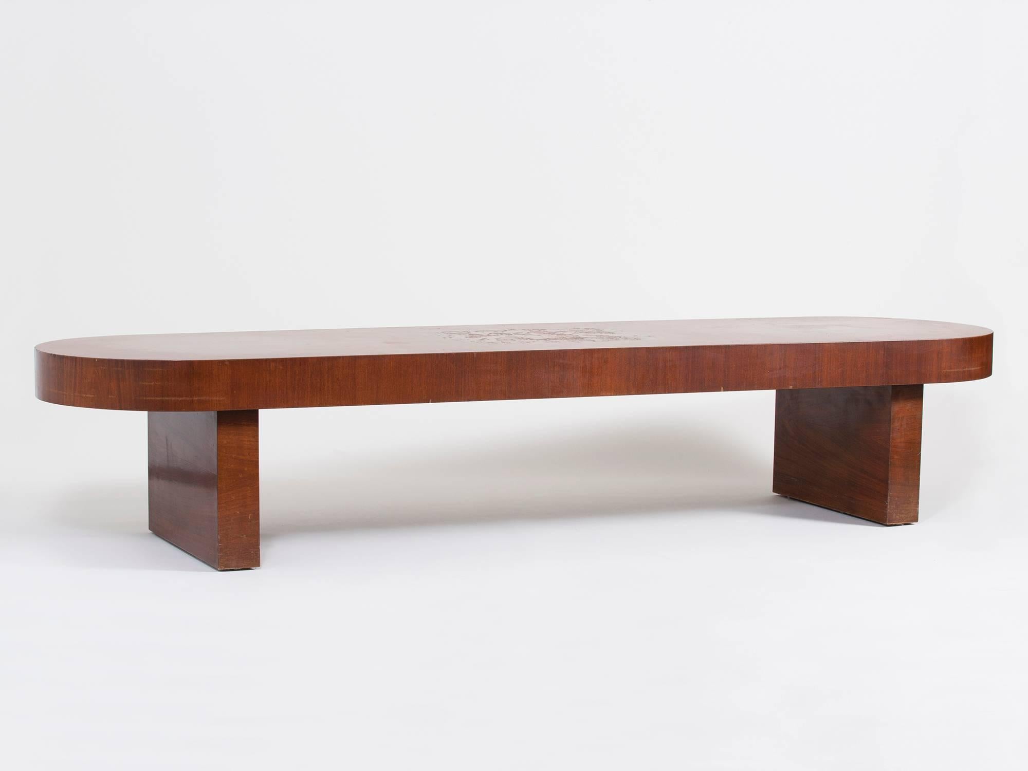 Andrew Szoeke Monumental Table or Bench with Marquetry Detail 1