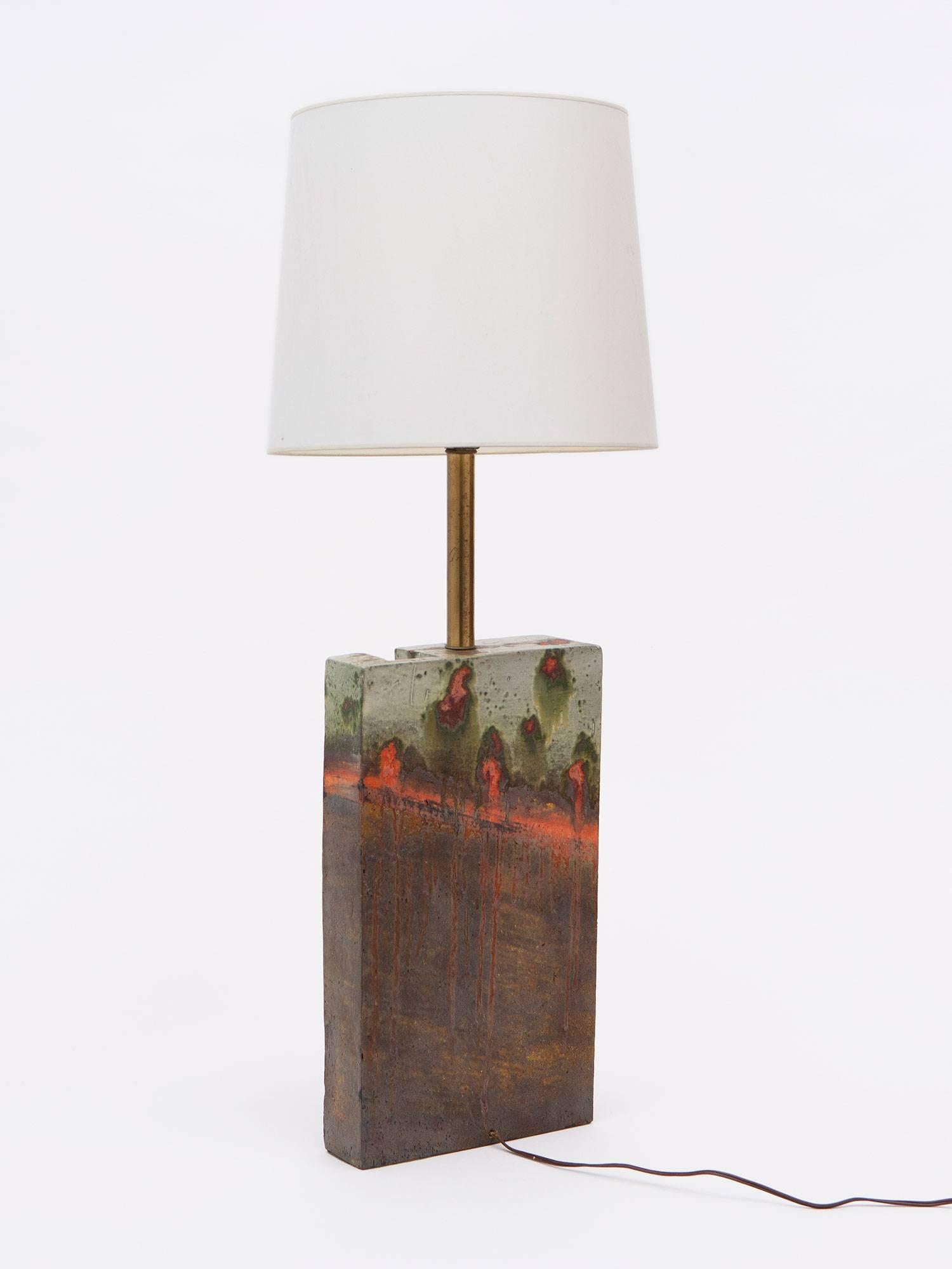 Glazed Marcello Fantoni Ceramic Table Lamp