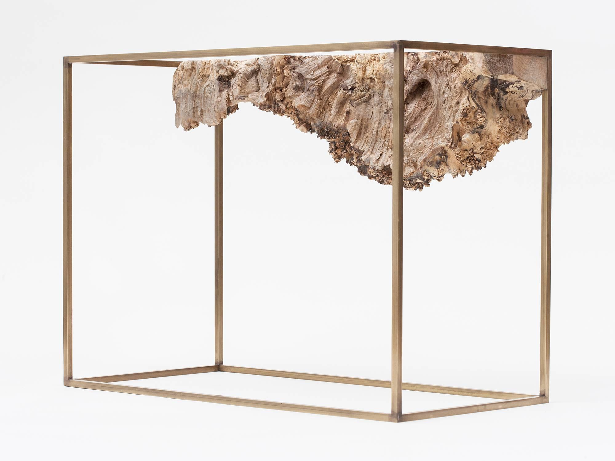 American Bronze and Burl Wood Side Table by Huy Bui For Sale