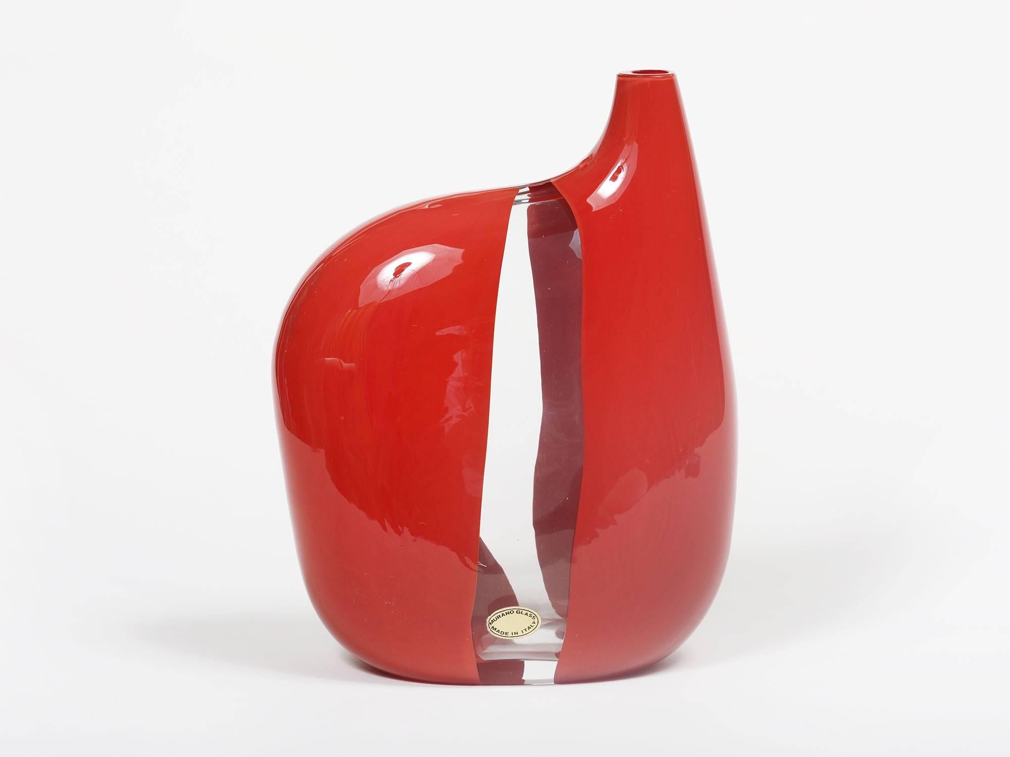 Mid-Century Modern Asymmetric Glass Vase by Sergio Asti