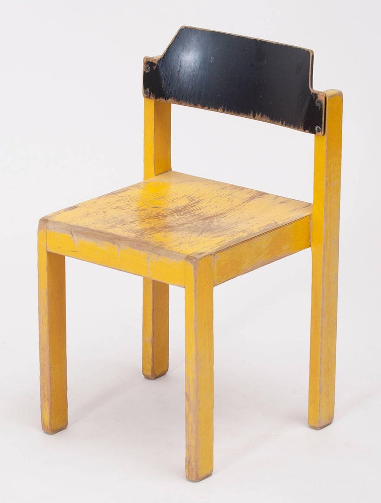 Midcentury German Stackable Yellow Wooden Children's Chairs at 1stDibs