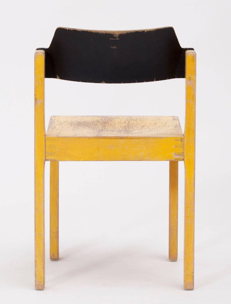 Midcentury German Stackable Yellow Wooden Children's Chairs at 1stDibs