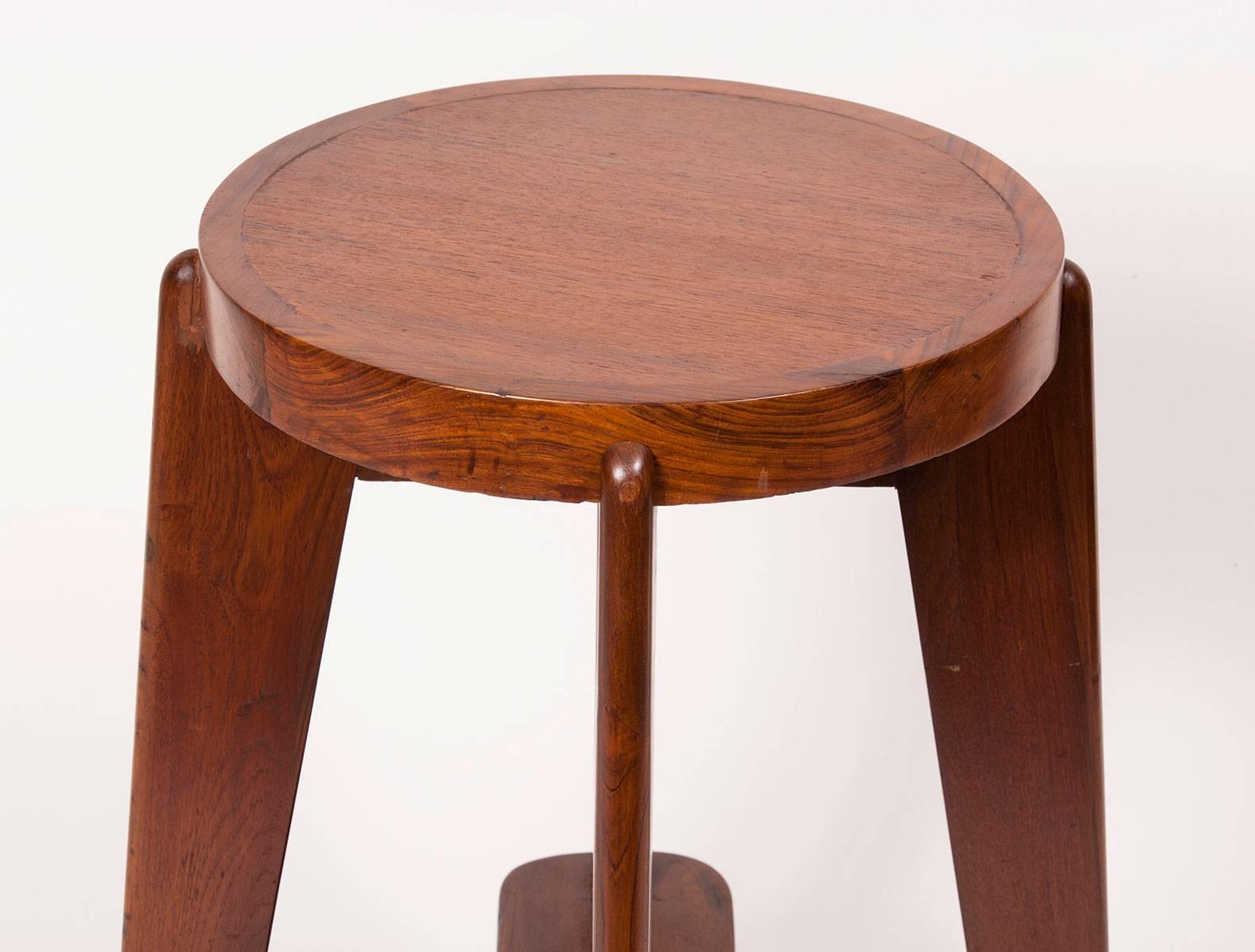Modern Teak High Stool by Pierre Jeanneret for the City of Chandigarh