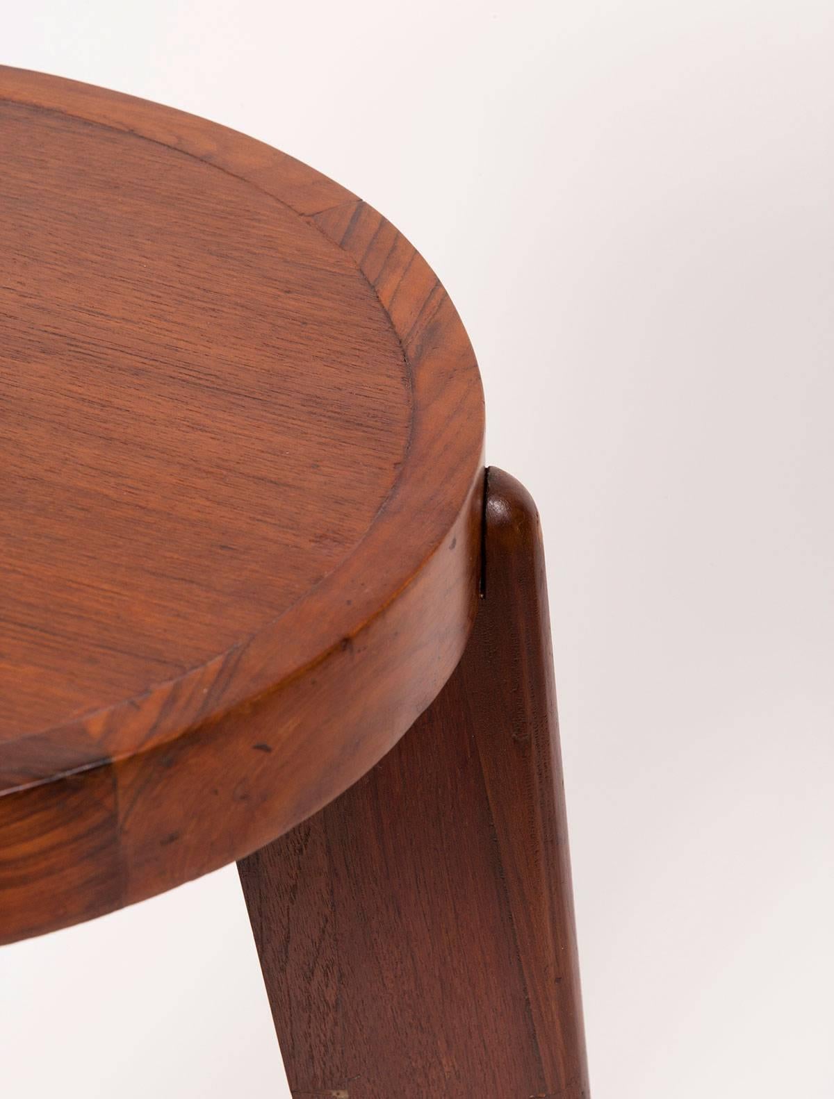 Indian Teak High Stool by Pierre Jeanneret for the City of Chandigarh