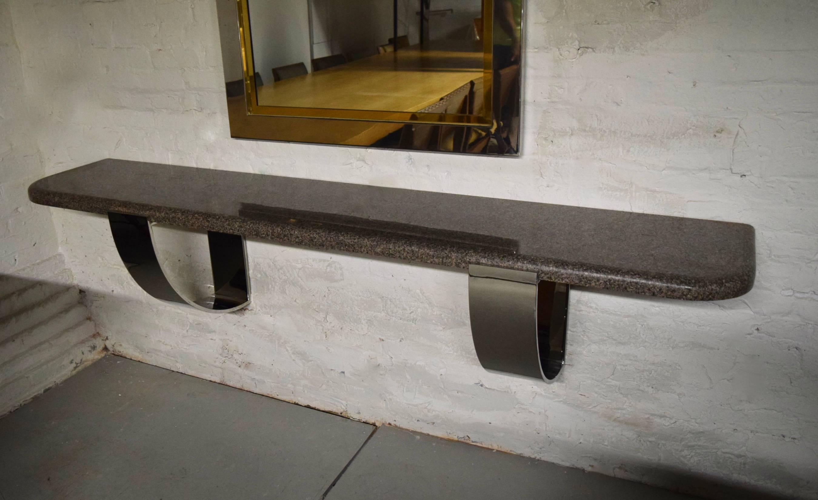 Polished Steel and Granite Console by Alessandro Albrizzi  circa 1975 Italy 1