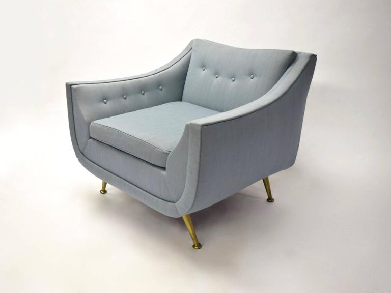 Midcentury Lounge Chair Upholstered in Vintage Fabric, circa 1950