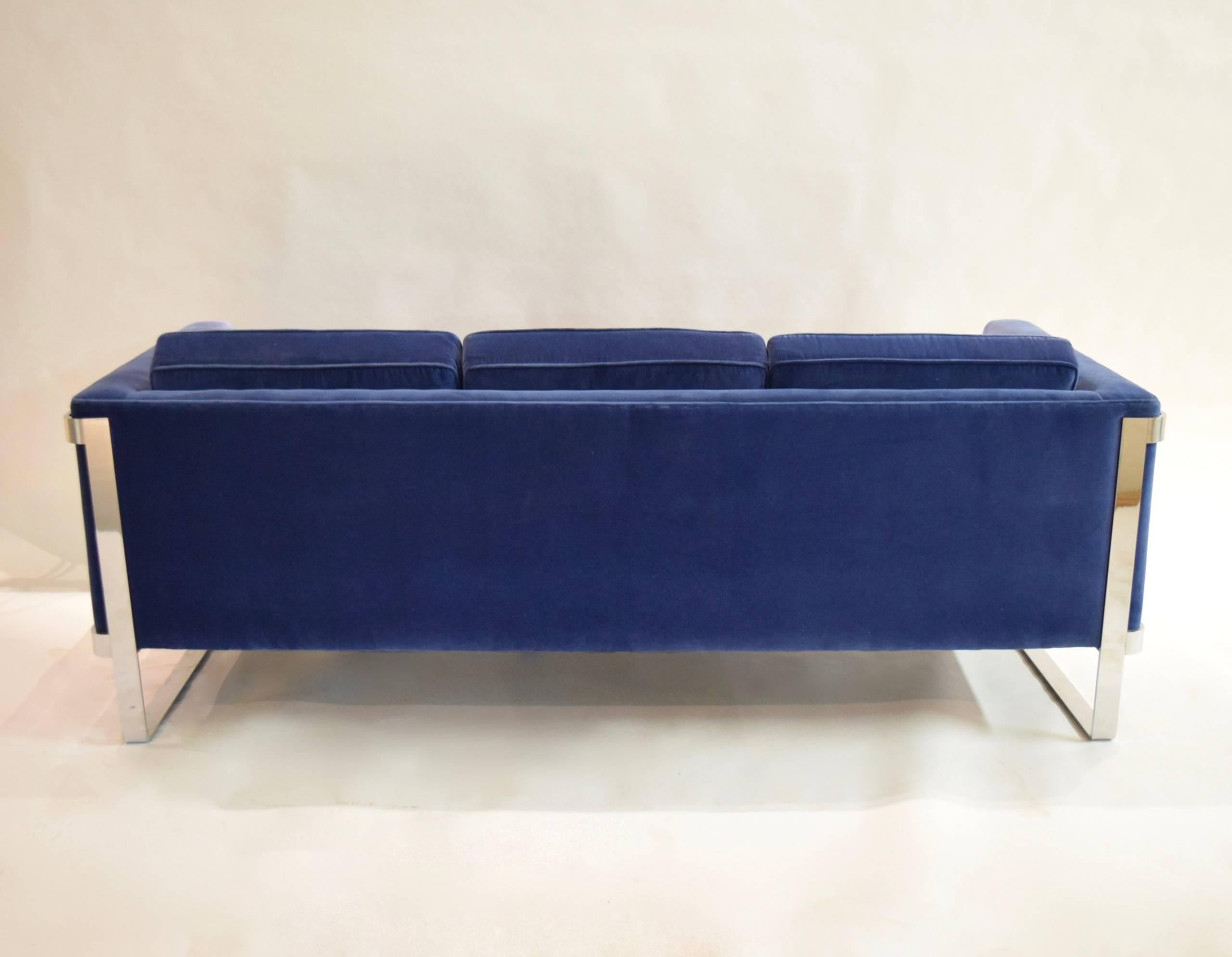 Steel Three-Seat Sofa by Pace Collection, USA Circa 1975