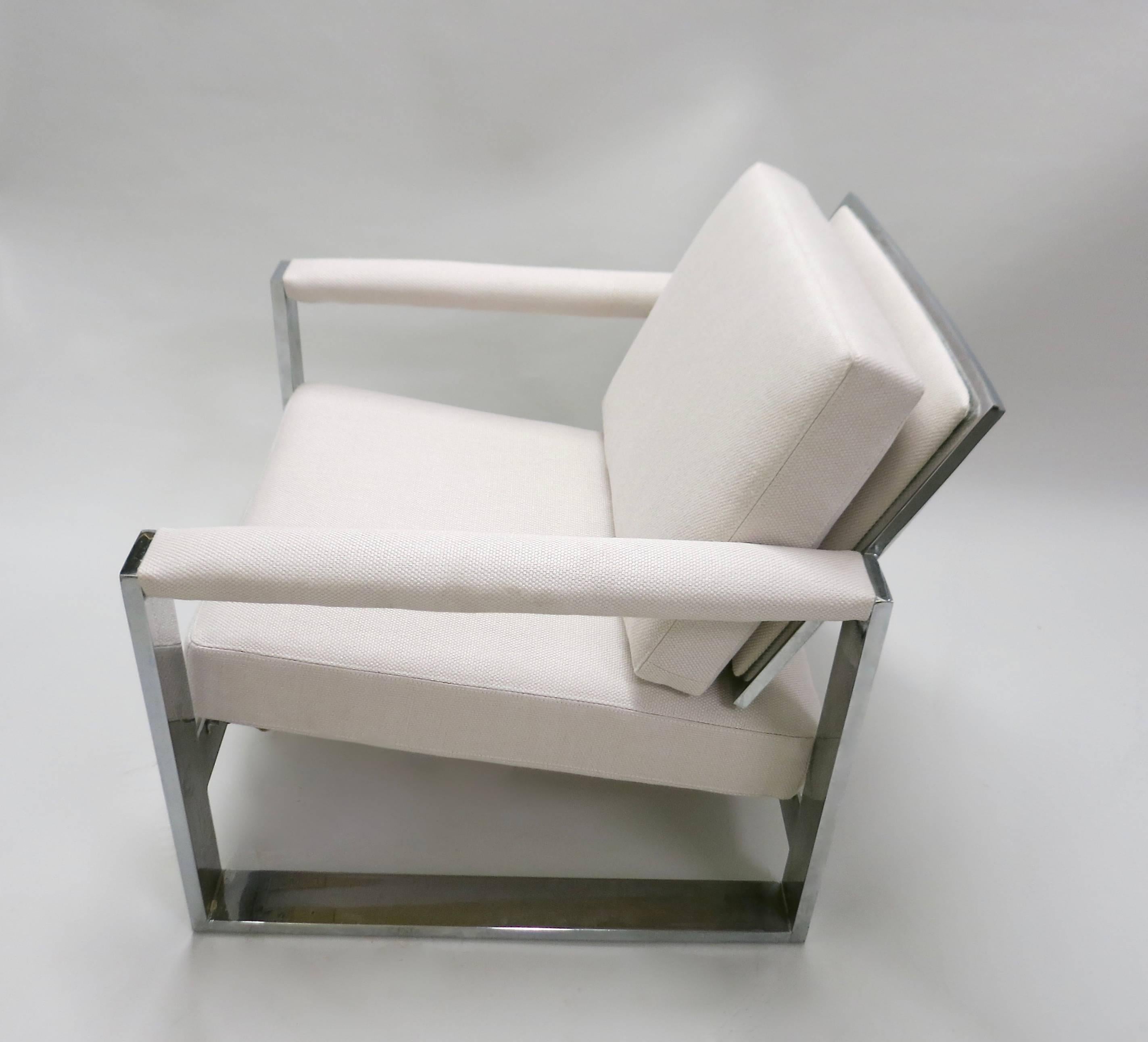 Steel Pair of Lounge Chairs by Milo Baughman for Thayer Coggin For Sale